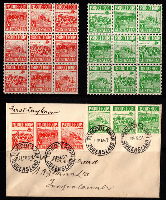 Australia 1953 Primary Production Blocks plus Cover