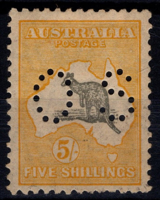 Australia Kangaroo 5/- OS Perf Small Multi Watermark