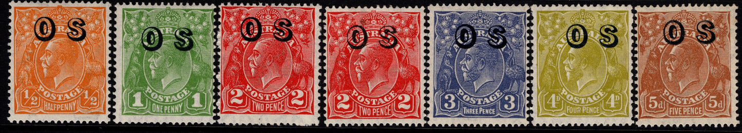 KGV Heads OS Overprints Full Set MNH