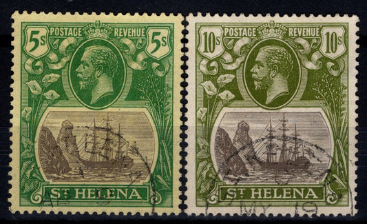 St Helena 5/- & 10/- Ship Series Fine Used