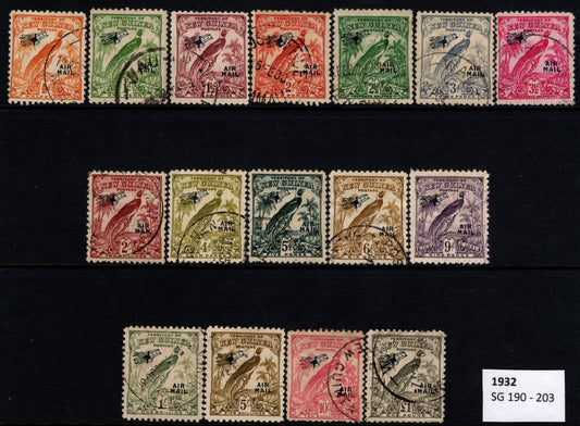 New Guinea Birds Set with Airmail Overprint No Dates