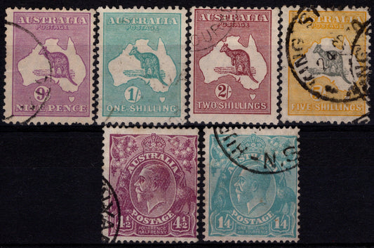 Australia Kangaroos & KGV Heads Fine Used