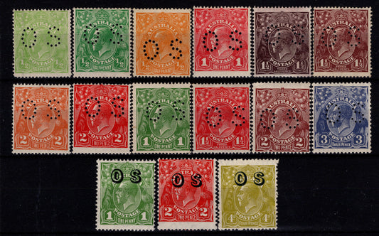 Australia KGV Heads Perf OS & Overprints