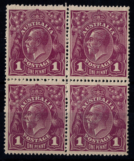 Australia KGV 1d Violet Mint Block
